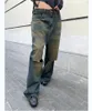 Femme Jeans High Street Vintage Torn Torn Spring / été 2024 Pantalon de boucle de ceinture personnalisé INS