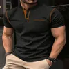 TEES TSHIRT POLOS 여름 패션 남성 디자이너 T 셔츠 스탠드 칼라 탑 플레인면 Tshirts 의류 의류 2XL 짧은 슬리브 고품질 의류 폴로 그레이 블랙
