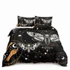 Beddengoed stelt vlinder en doden motten meisje beddengoed benodigdheden gotische schedel boho comfortabele cover decoratie slaapkamer zon en maan patroon naar beneden dekbedoverdek j240507