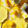 Tek kullanımlık yemek takımı 1 tek kullanımlık meyve masaüstü yazılımı şeftali turuncu ve limon tahtası bardakları çocuk yaz doğum günü partisi dekorasyon arzı Q240507