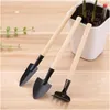 Andere Gartenbedarf 3PCS/Set Mini Gartenwerkzeuge Balkon einheimische Topf-Pflanze Blumenspatenschaufel Rake Graving Anzüge Drei-PI OT45P