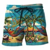 Herren -Shorts Papagei 3D bedruckte kurze Hosen für Männer Kleidung Hawaiianer Toucan Beach Bird Board Ramphastidae Bermudas