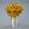 Fiori decorativi seta fiore oro singolo ramo rosa soggiorno decorazione domestica