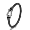 Chaîne Classic Brand Horseshoe Classic Genuine Leather Corde Bracelet For Mens Bracelet en acier inoxydable Bijoux créatif fait à la main J240508