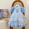 Girl's Dresses Girls 2024 Summer New Lolita Dress Performance Dress Western Sweet and Cute Fashion Womens Princess DressL2405