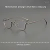 サングラスフレーム超軽量日本のチタンフレームメンハンドメイド眼鏡ヴィンテージスクエアメガネ