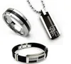 Fashion Mens smycken sätter halsbandsarmband ringset älskare gåva6670291
