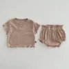 Summer Baby Short Short Case Set da bambino in cotone Piajamas traspirante 2 pezzi SUD SHEATS Shorts Shorts Outfit 240430
