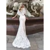 Sirena con nuovi abiti da moda personalizzati Cape V Neck Lace Applique abiti da sposa Sweep Abito da sposa Vestidos de noni Estidos