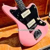 نادر Ric Ocasek Pink Jazzmaster Guitar Electric Guitar Large Block Tharating Tremolo Bridge White Lollar Pickups Black Pickguard