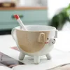 Mugs Creative Japanese Style Cute Cartoon Fun Ceramic Cup Mug Couple Coffee With Spoon Dog Gift Tumbler Travel