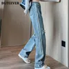 Jeans pour femmes Bgteever Chic Fashion Ladies Ripped Holes Pantalon à jambes larges 2024 Summer High TAIL