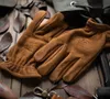 Mittens Men039s Glat Glants en cuir authentiques hommes Moto-cycle monté sur les gants d'hiver FULT avec fourrure brun vintage L5234544