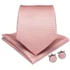 Mente Neckite Pink Solid Silk Wedding Tie pour hommes Fashion Busssiness Party Hanky Cuffe Links Tie Tie Dibangu Designer JZ02-71951 275A