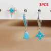 Hoop Earrings 3pcs Stainless Steel Zircon Flower Pendant Set For Women Huggie Star Water Drop Piercing Earring Fashion Jewelry