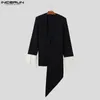 Costumes masculins mode décontracté haut de gamme incerun homme plissé design blazer raix patchwork contraste mi-longueur costume mantel s-5xl 2024
