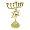 Candle Holders 7 Branch Metal Menorah Vintage Star Jewish Holder Stand Temple Ornament Dropship