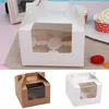 Wrap regalo 9pcs Cupcake Box 4 Compartments Paper Bakery Treat With Worse Boxes Birthday Party Forniture
