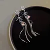 Kolczyki Dangle Koreańskie barokowe różowe kryształowy łuk Tassel Senior Sense Sense Light Style Lekkie luksusowe