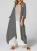 여자 티셔츠 2023 여자 긴 탑 느슨한 캐주얼 캐주얼 키모노 오픈 프론트 탑 벨트 여름 해변 상단 얇은 코트 shawll2405