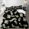Bettwäsche -Sets Luxuswährung Down Duvet Cover schwarzer Bettwäsche Komfortable Bettdecke mit USD Bill Mens Schlafzimmer Dekoration 2 Kissen und 3 Shams J240507