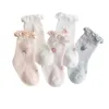 Kinder Socken Pudcoco 0-5y Babysocken für Mädchen Kleinkind Blume Kirschdruck Anti-Skid niedliche Mid-Calf-Socken Sommer Super Thin Mesh Kids Socken