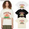 Rhude High End Designer Ubrania na 24ss drzewo kokosowe Sunset Drukuj krótki rękaw Treny Trendy High Street Trendy Mens and Women Pullover Pół rękawów z logo 1: 1