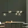 Nordisk designer ljuskrona lång svart minimalistisk glas ljuskrona bubblor sovrum matsal dekor hem lång tråd ljus