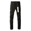 Damesbroek paarse roca merk jeans mode top street zwart noodlijdende kwaliteit reparatie lage stijging mager denim