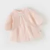 Flickans klänningar Dave Bella Girls Long Sleeved 2024 Spring Dress Childrens Pink Princess Dress Girls Birthday Party Childrens Dress DB1248242L240508