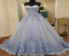 Новое 3D Flower Sweet 16 платьев любимых рукавов Сексуальное кружевное платье с мячом платье для выпускного вечера Quinceanera Формальная вечеринка вечерняя одежда Rea6589300