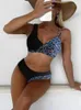 Menas de banho feminina Sexy Leopard Cross Bandage Bikini High Set Women Push Up Swimsuits Bolyian Biquiny Bathing Suiting