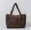Women Crossbody Bag Gold silver bright paper ropes hollow woven handbag cotton lining straw bag female Reticulate handbag netted beach bag For Girls Party Cluth Bags