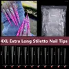 False Nails 4xl Stiletto Suggerimenti per unghie per Acrilico Professional 300pc Clear Medite Copertura Extra Long Fuce French Art Arte francese
