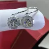 Dangle Ohrringe Silber Diamond Test Gesamt 2 Karat ausgezeichneter Schnitt D Colot Gute Klarheit weiß Moissanit Tropfen 925 Schmuck