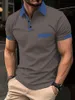 Herren Polos Sommer Herren farbenfrohe Pocket Polo Shirt Sport Casual Slim Office Shopping Top Q240508