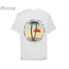 Trende de mode des tendances pour hommes et femmes Rhude Sunset Coconut Tree Letter Imprimée T-shirt à manches courtes pour hommes femmes High Street Loose Half