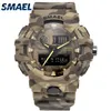 Nouveau camouflage Military montre Smael Brand Sport Watches LED Quartz Clock Men Men Sport Wristwatch 8001 Mens Army Watch imperroproping ly191213 265Q