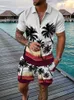 Parcours masculins Summer Hawaii 3D Polo Polo Shorts SetS Mens Fashion surdimensionné surdimension