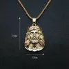 Pendant Necklaces Hip Hop Rhinestones Paved Bling Iced Out Gold Color Stainless Steel JESUS PIECE Pendants Necklace For Men Rapper Jewe 285r
