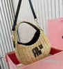 Stroh geflochtener Achselbeutel Cross Lod Bags Totes Lady tragbare Schultern Wanderwanderung Wicker gewebte Handtasche Geldbörsen