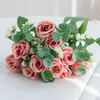 Fleurs décoratives en soie fleur artificielle Rose pour la arche de Noël Mariage de mariée Bouque Garden couronnes mures Vase maison DIY Cadeau S décoration