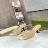 15A Latt Gu Cciwomen's Crystals Sparkling Mh Slippers Interlocking G Sandals Slid Slip on Flat High Heels Mul Italy Fashion Lady Party Wedding Pump