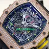 RM Orologi di lusso Mulini di orologi meccanici RM11-03 Macchine automatiche 44,5 x 50mm maschile orologio da uomo RM 11-03 rosa oro originale Diamond ST7W