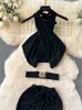 Dwuczęściowa sukienka Singreiny moda Strtwear Solid Dwa kawałki garnitury Kobiety Krótki top+długa spódnica BodyCon Summer Backless Elastic Play Suit Y240508