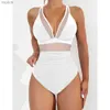 Swimwear féminin S - xl Nouveau maillage sexy transparent V couche de maillot de bain Femme un morceau de maillot de bain Femelle High Leg Cut Monokini Bather Bathing Fult Swim V5136 WX