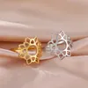 Trouwringen Skyrim grote filigraan lotus bloemring vrouwen roestvrij staal goud kleur esthetisch bohemian ring bruiloft verloving sieraden cadeau