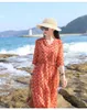 Robes de fête Style de style plage Holiday Imprime vintage coton linge demi-manches robe 2024 Casual Robes Vêtements pour femmes X1177