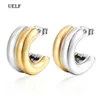 Hoop Earrings UELF Statement Minimalist Gold Silver Color Mixed Solid Heart Pendant Street Style Korean Fashion Jewelry