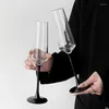와인 안경 높은 샴페인 컵 고급스러운 빨간 유리 컵 검은 발자국 세트 바 홈 액세서리